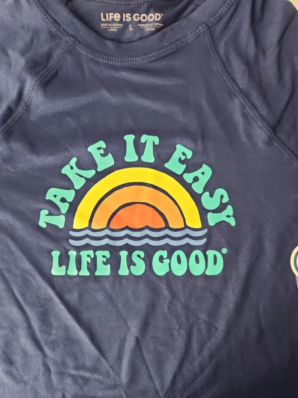 Kids Life Is Good long sleeve sunshirt swimwear rashguard  large L NWT